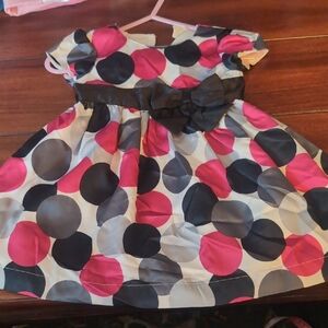 Carter's Pink and Black Polka Dot Dress With Black Bow